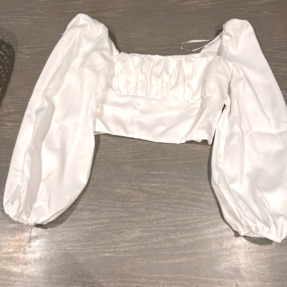 Princess Polly Ariah long sleeve white curve top